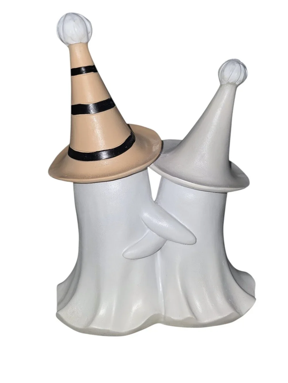 Halloween PINK Ghost Couple with Pink Hats Holding Pumpkin